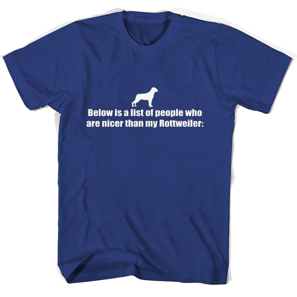 “Funny Rottweiler T-Shirts: Show Everyone Who’s Nicer!” “Funny Rottweiler T-Shirts: Show Everyone Who’s Nicer!”