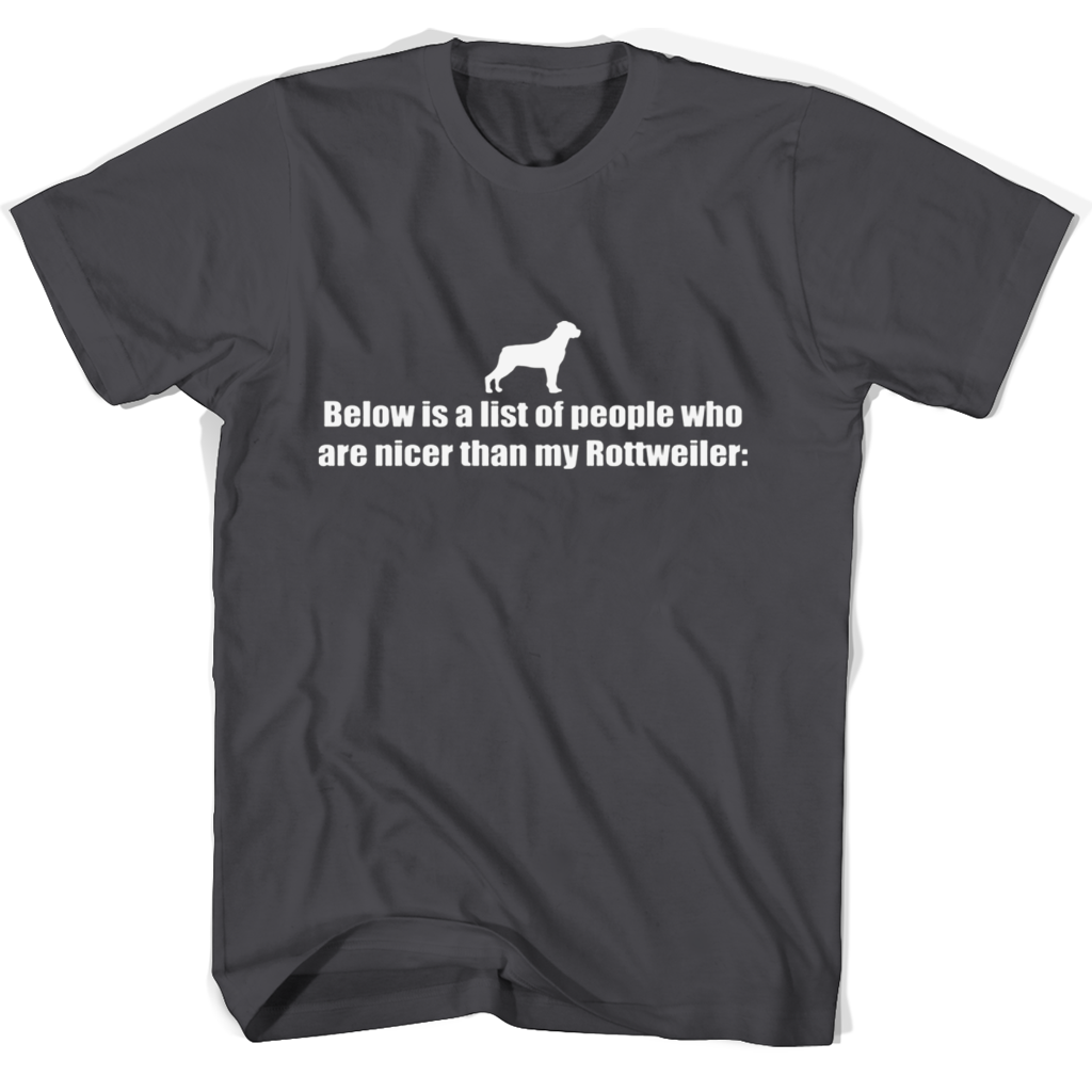 “Funny Rottweiler T-Shirts: Show Everyone Who’s Nicer!” “Funny Rottweiler T-Shirts: Show Everyone Who’s Nicer!”