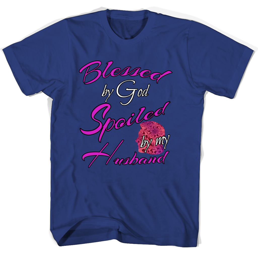 “Grandparents Day Shirts: Blessed By God, Spoiled By My Husband T-Shirts”