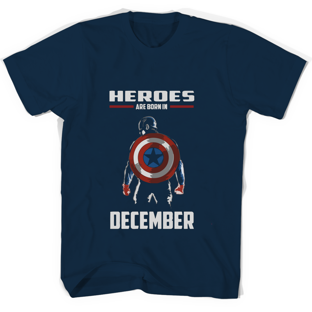 Heroes Are Born In December Captain America T-Shirts – Shop Now! Heroes Are Born In December Captain America T-Shirts – Shop Now!