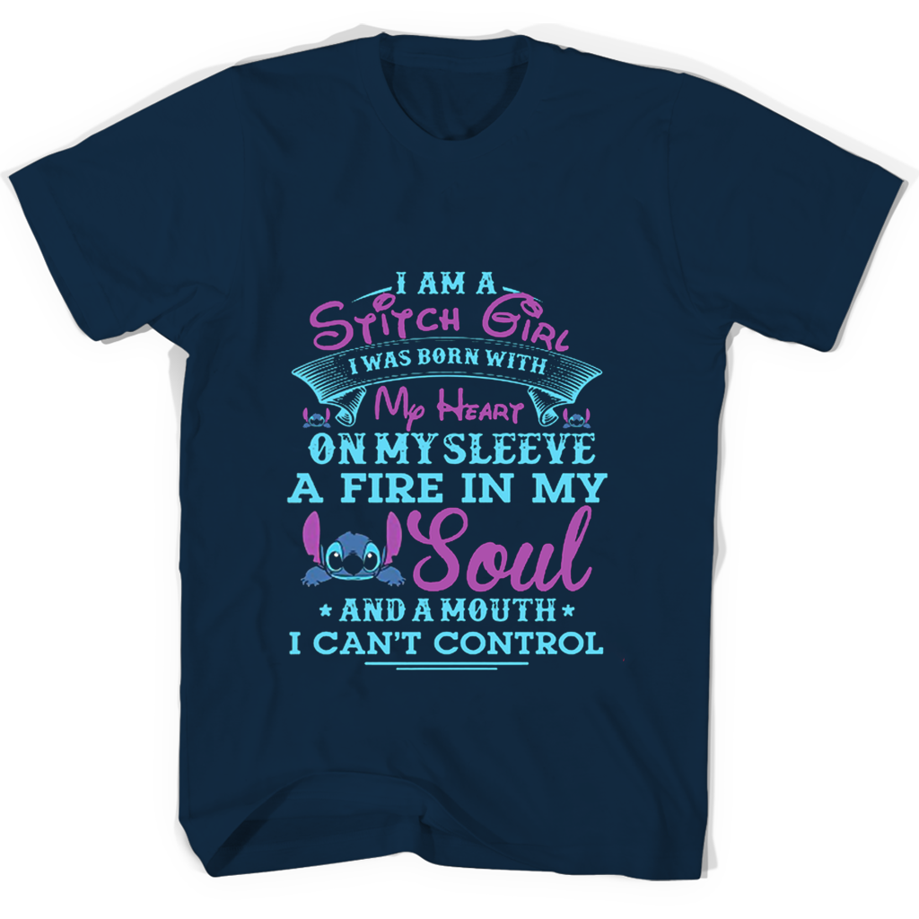 “I Am A Stitch Girl T-Shirt: Born With My Heart On My Sleeve”