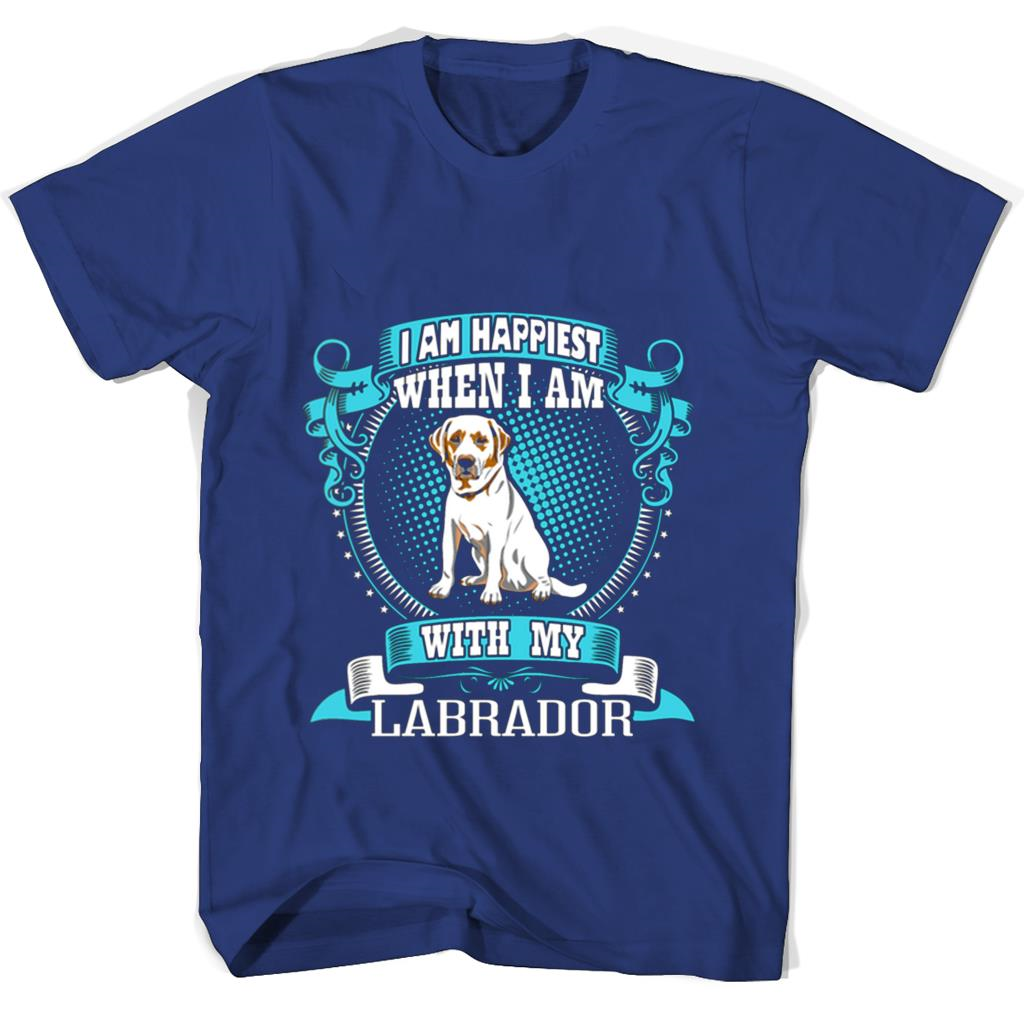 “I Am Happiest With My Labrador T-Shirts: Show Your Love for Your Dog!” “I Am Happiest With My Labrador T-Shirts: Show Your Love for Your Dog!”