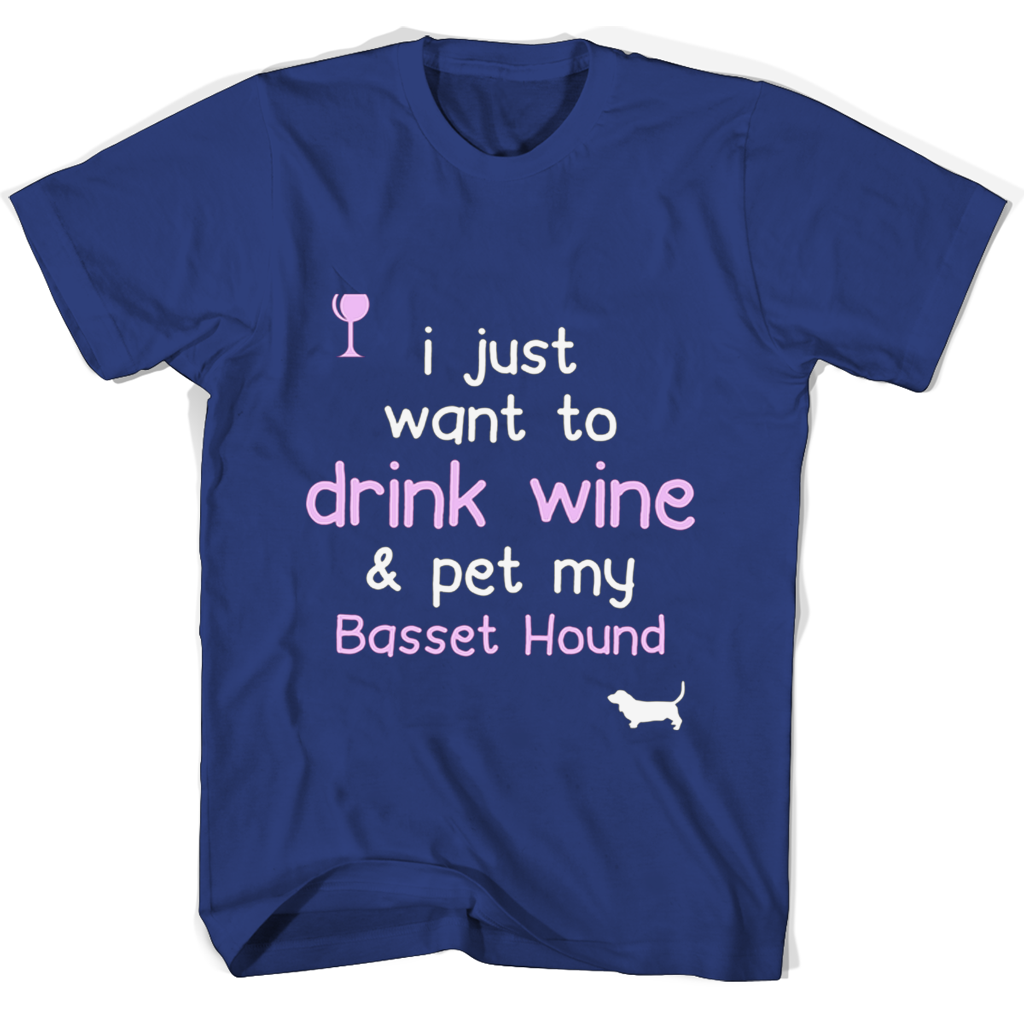 “Funny Wine & Basset Hound T-Shirt – Perfect Gift for Dog Lovers!”