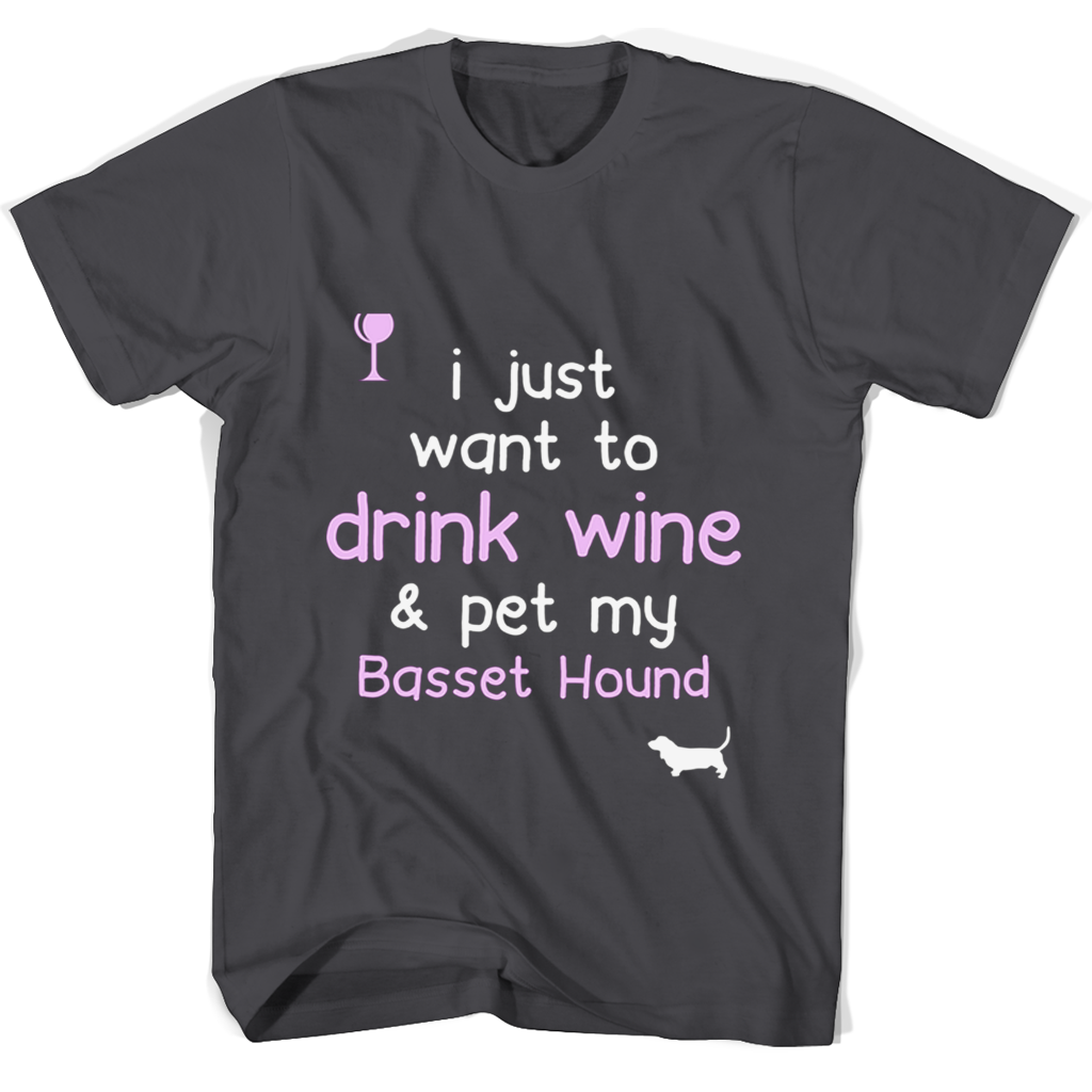 “Funny Wine & Basset Hound T-Shirt – Perfect Gift for Dog Lovers!”